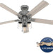 52 in. Matte Silver Ceiling Fan with LED Light Kit and Pull Chain, Hugger Ceiling Fan with Light-14-ErisView