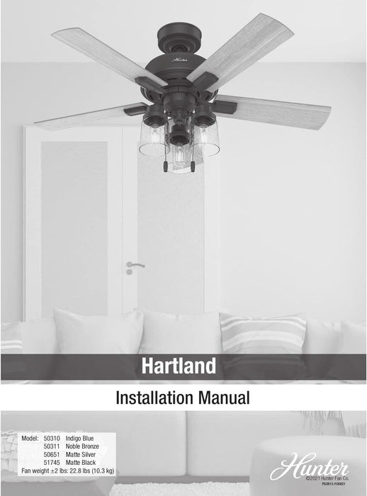 52 in. Matte Silver Ceiling Fan with LED Light Kit and Pull Chain, Hugger Ceiling Fan with Light-15-ErisView