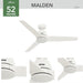52 in. Matte White Ceiling Fan, Home Ceiling Fan-2-ErisView
