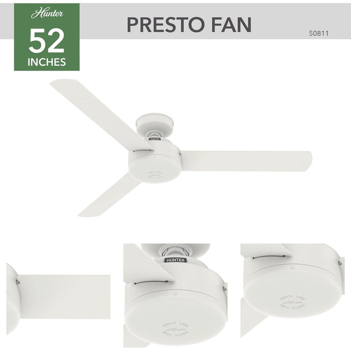 52 in. Matte White Ceiling Fan, Hugger Ceiling Fans, 3 Blade Fan-3-ErisView