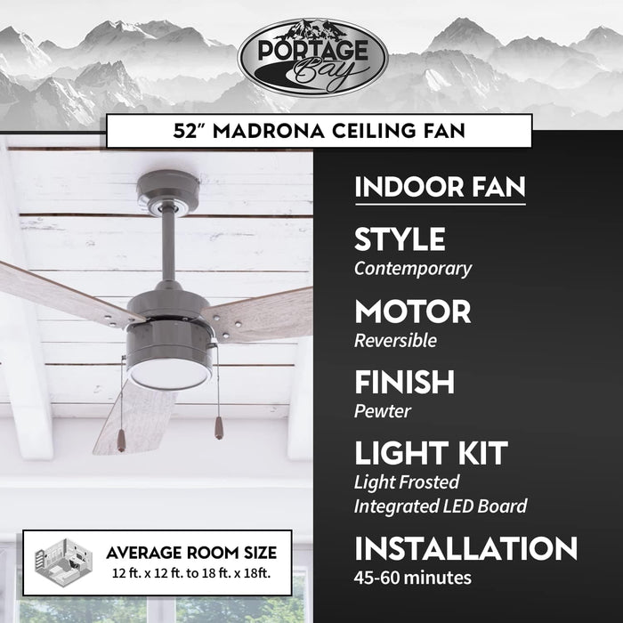52 in. Metal Blade Ceiling Fan, Home Ceiling Fan, Cooling Ceiling Fan-6-ErisView