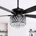 52 in. Modern Black Ceiling Fan with Remote, 5-Blade Ceiling Fan with Crystal Cage-ErisView
