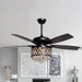 52 in. Modern Black Ceiling Fan with Remote, 5-Blade Ceiling Fan with Crystal Cage-ErisView