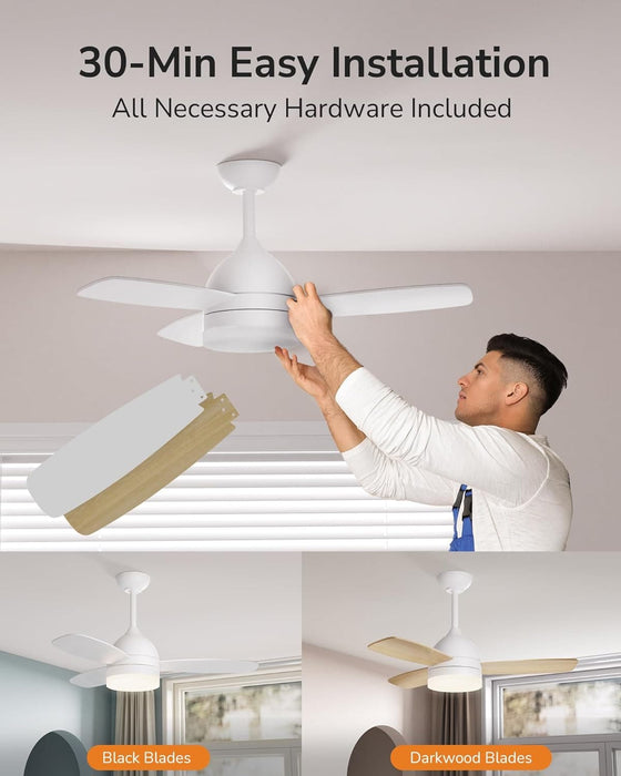 52 in. Modern Black Indoor Outdoor Ceiling Fan with Light and Remote for Patio Bedroom, Farmhouse Dimmable LED Quiet Reversible Fan in Winter Summer-13-ErisView