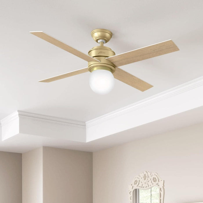 52 in. Modern Brass Ceiling Fan with LED Light Kit and Wall Control, Hugger Ceiling Fan with Light-4-ErisView