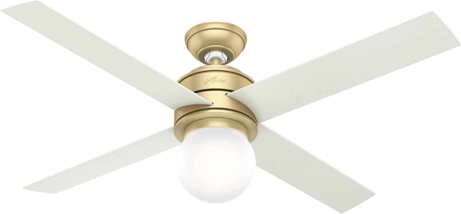 52 in. Modern Brass Ceiling Fan with LED Light Kit and Wall Control, Hugger Ceiling Fan with Light-1-ErisView