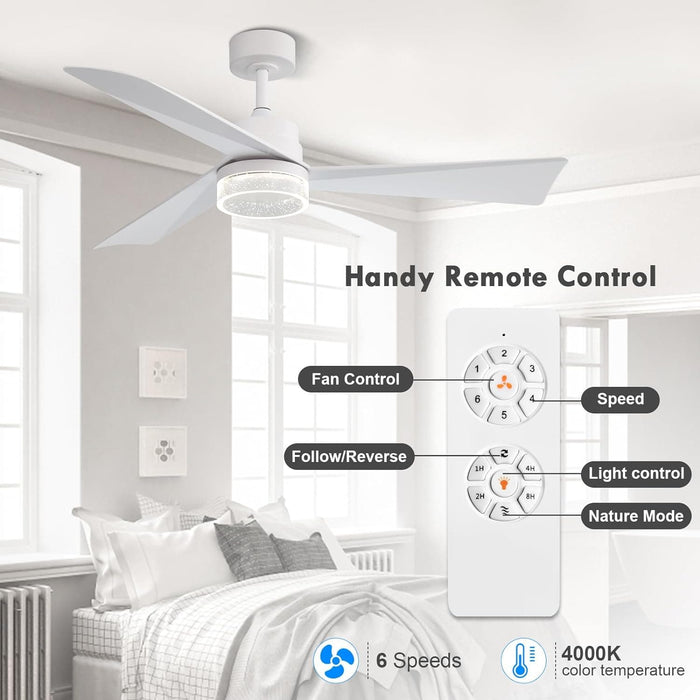 52 in. Modern Ceiling Fan NO Light, Reversible Ceiling Fan with Remote Control for Kitchen Bedroom Living Room Dining Room-11-ErisView