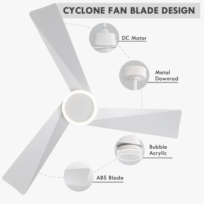 52 in. Modern Ceiling Fan NO Light, Reversible Ceiling Fan with Remote Control for Kitchen Bedroom Living Room Dining Room-13-ErisView