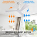 52 in. Modern Ceiling Fan NO Light, Reversible Ceiling Fan with Remote Control for Kitchen Bedroom Living Room Dining Room-4-ErisView