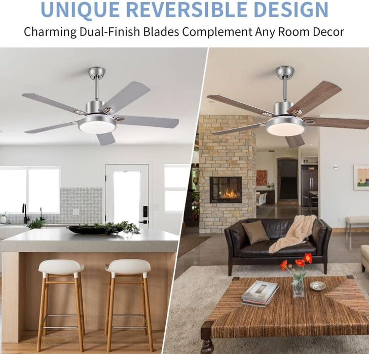 52 in. Modern Ceiling Fan, Remote Control Ceiling Fan and Light, Simple Ceiling Fan for Dining Room Bedroom Kitchen Living Room-3-ErisView