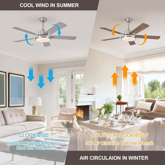 52 in. Modern Ceiling Fan, Remote Control Ceiling Fan and Light, Simple Ceiling Fan for Dining Room Bedroom Kitchen Living Room-4-ErisView