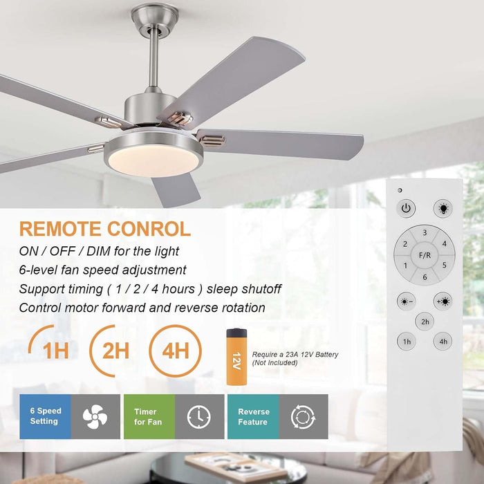 52 in. Modern Ceiling Fan, Remote Control Ceiling Fan and Light, Simple Ceiling Fan for Dining Room Bedroom Kitchen Living Room-5-ErisView