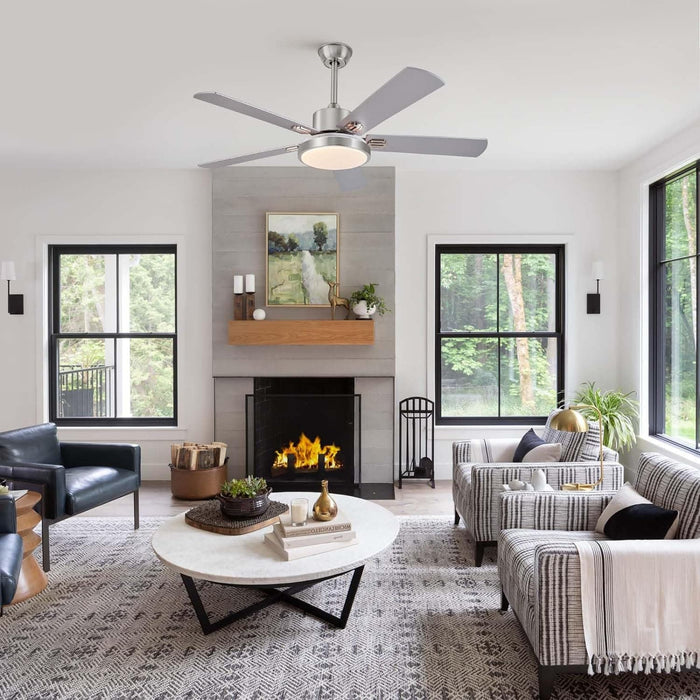 52 in. Modern Ceiling Fan, Remote Control Ceiling Fan and Light, Simple Ceiling Fan for Dining Room Bedroom Kitchen Living Room-7-ErisView