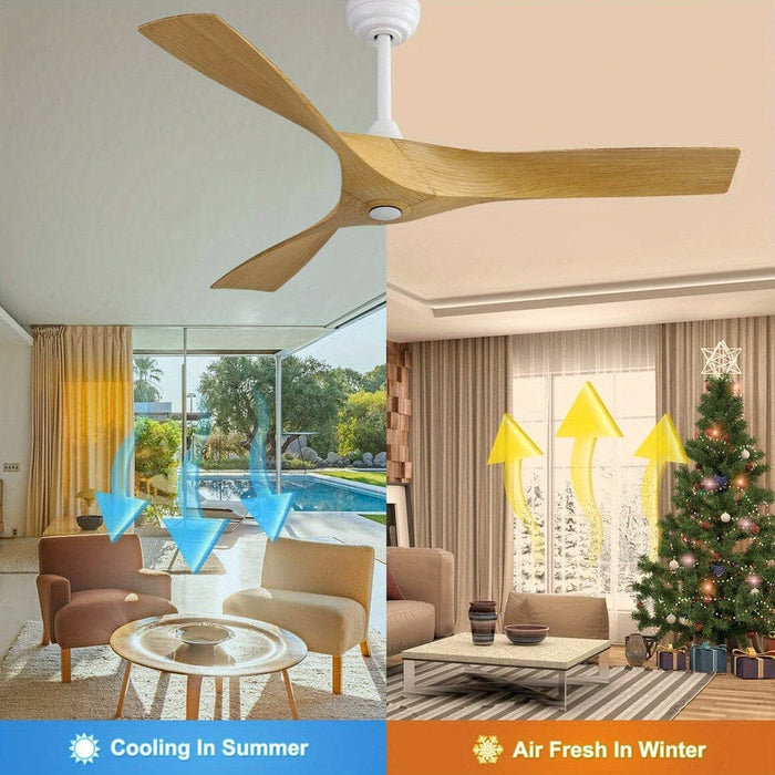 52 in. Modern Ceiling Fan with 3 Wood Blades-ErisView