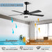 52 in. Modern Ceiling Fan with Light, Black Low Profile Outdoor Ceiling Fan with APP Remote Control for Patio, Reversible Indoor Bedroom Living Room Fan-2-ErisView