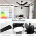 52 in. Modern Ceiling Fan with Light, Black Low Profile Outdoor Ceiling Fan with APP Remote Control for Patio, Reversible Indoor Bedroom Living Room Fan-6-ErisView