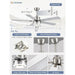 52 in. Modern Ceiling Fan with Remote, Set of 2 Ceiling Fans with Light, Quiet Ceiling Fans with Bedroom Kitchen, Brushed Nickel Ceiling Fan-5-ErisView
