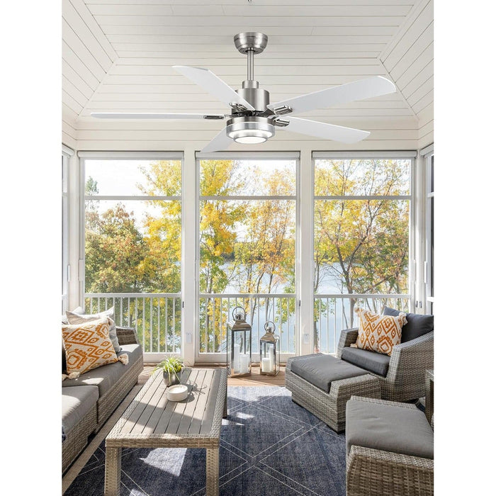 52 in. Modern Ceiling Fan with Remote, Set of 2 Ceiling Fans with Light, Quiet Ceiling Fans with Bedroom Kitchen, Brushed Nickel Ceiling Fan-7-ErisView