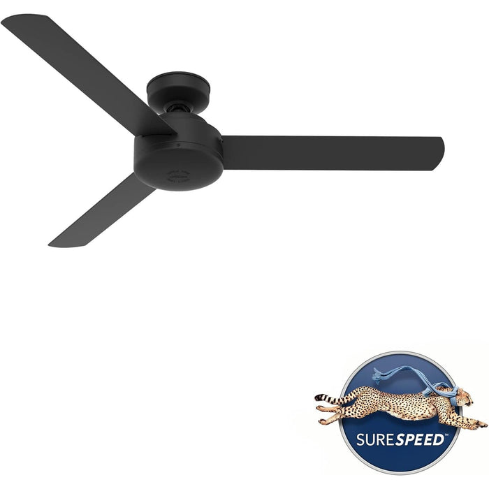 52 in. Modern Ceiling Fan with Wall Control, Matte Black Ceiling Fan, Hugger Ceiling Fans-2-ErisView