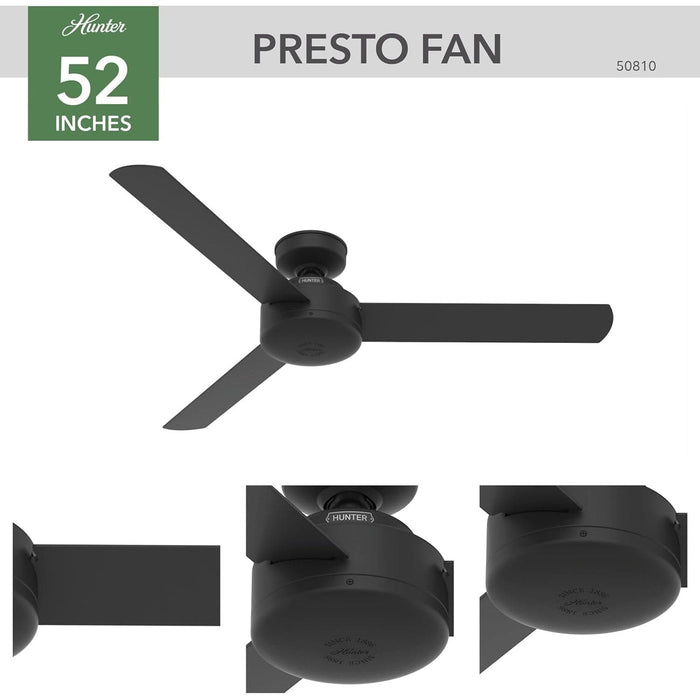 52 in. Modern Ceiling Fan with Wall Control, Matte Black Ceiling Fan, Hugger Ceiling Fans-3-ErisView