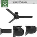52 in. Modern Ceiling Fan with Wall Control, Matte Black Ceiling Fan, Hugger Ceiling Fans-3-ErisView
