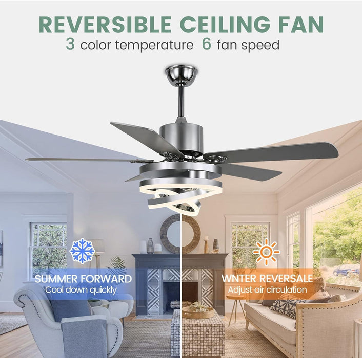 52 in. Modern Chandelier Ceiling Fan with Light, Remote Control Fandelier, Indoor Reversible DC Ceiling Fan, Living Room Ceiling Fan with Light-3-ErisView