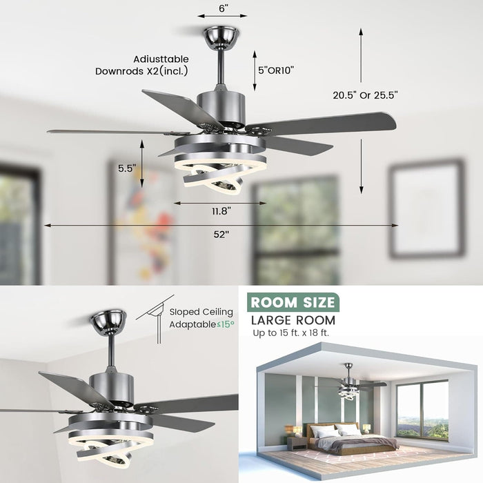52 in. Modern Chandelier Ceiling Fan with Light, Remote Control Fandelier, Indoor Reversible DC Ceiling Fan, Living Room Ceiling Fan with Light-5-ErisView