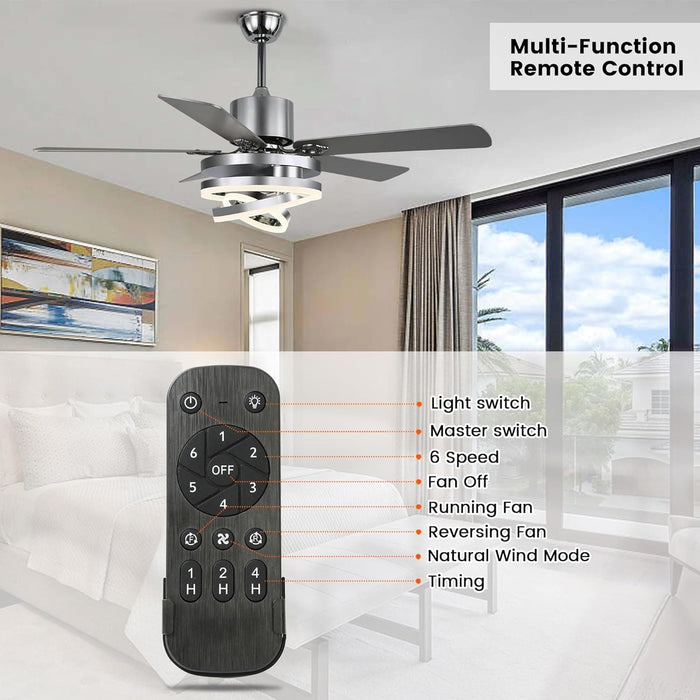 52 in. Modern Chandelier Ceiling Fan with Light, Remote Control Fandelier, Indoor Reversible DC Ceiling Fan, Living Room Ceiling Fan with Light-6-ErisView