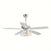 52 in. Modern Chrome Crystal Ceiling Fan with Remote, 5-Blade White Ceiling Fan-ErisView