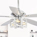 52 in. Modern Chrome Crystal Ceiling Fan with Remote, 5-Blade White Ceiling Fan-ErisView