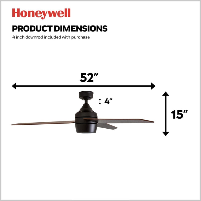 52 in. Modern Fan with Light, Indoor LED Ceiling Fan with Light Remote Control, Bronze Reversible Ceiling Fan Summer Winter-8-ErisView