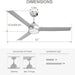 52 in. Modern Fan with Light, Silver Ceiling Fan with Remote, Quiet Reversible DC Ceiling Fan, LED 3 Blade Indoor Ceiling Fans for Bedroom Living Room -5-ErisView