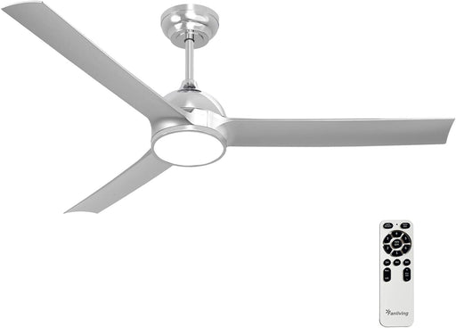 52 in. Modern Fan with Light, Silver Ceiling Fan with Remote, Quiet Reversible DC Ceiling Fan, LED 3 Blade Indoor Ceiling Fans for Bedroom Living Room -1-ErisView