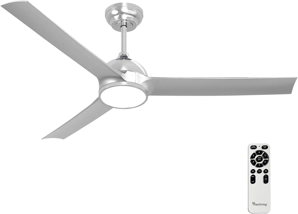 52 in. Modern Fan with Light, Silver Ceiling Fan with Remote, Quiet Reversible DC Ceiling Fan, LED 3 Blade Indoor Ceiling Fans for Bedroom Living Room -1-ErisView
