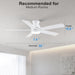 52 in. Modern Flush Mount Low Profile Ceiling Fan with Lights and Remote, Dimmable Bedroom Ceiling Fans, Living Room Fan, Brushed Nickel Ceiling Fan-16-ErisView