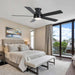 52 in. Modern Flush Mount Low Profile Ceiling Fan with Lights and Remote, Dimmable Bedroom Ceiling Fans, Living Room Fan, Brushed Nickel Ceiling Fan-20-ErisView