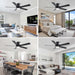 52 in. Modern Flush Mount Low Profile Ceiling Fan with Lights and Remote, Dimmable Bedroom Ceiling Fans, Living Room Fan, Brushed Nickel Ceiling Fan-26-ErisView