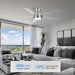 52 in. Modern Flush Mount Low Profile Ceiling Fan with Lights and Remote, Dimmable Bedroom Ceiling Fans, Living Room Fan, Brushed Nickel Ceiling Fan-2-ErisView
