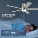 52 in. Modern Flush Mount Low Profile Ceiling Fan with Lights and Remote, Dimmable Bedroom Ceiling Fans, Living Room Fan, Brushed Nickel Ceiling Fan-4-ErisView