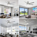 52 in. Modern Flush Mount Low Profile Ceiling Fan with Lights and Remote, Dimmable Bedroom Ceiling Fans, Living Room Fan, Brushed Nickel Ceiling Fan-6-ErisView