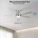 52 in. Modern Flush Mount Low Profile Ceiling Fan with Lights and Remote, Dimmable Bedroom Ceiling Fans, Living Room Fan, Brushed Nickel Ceiling Fan-7-ErisView