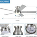 52 in. Modern Flush Mount Low Profile Ceiling Fan with Lights and Remote, Dimmable Bedroom Ceiling Fans, Living Room Fan, Brushed Nickel Ceiling Fan-9-ErisView