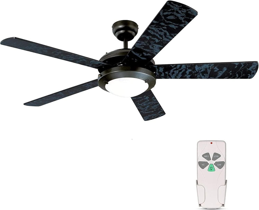 52 in. Modern Indoor Ceiling Fan with Dimmable Light Kit and Remote, Matte Black Reversible Ceiling Fan for Living Room Bedroom Basement Kitchen -2-ErisView