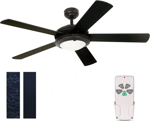 52 in. Modern Indoor Ceiling Fan with Dimmable Light Kit and Remote, Matte Black Reversible Ceiling Fan for Living Room Bedroom Basement Kitchen -1-ErisView