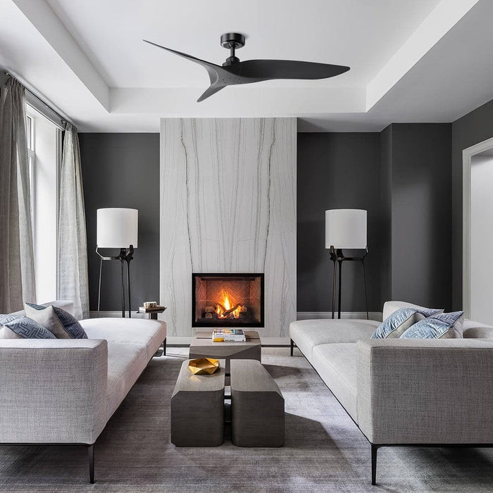 52 in. Modern Living Room Ceiling Fan, Black Downrod Ceiling Fan with Remote Control for Bedroom-ErisView