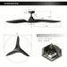 52 in. Modern Living Room Ceiling Fan, Black Downrod Ceiling Fan with Remote Control for Bedroom-ErisView