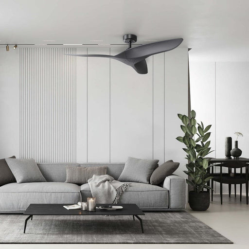 52 in. Modern Living Room Ceiling Fan, Black Downrod Ceiling Fan with Remote Control for Bedroom-ErisView