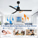 52 in. Modern Remote Ceiling Fan with Light and Remote, Indoor Black Ceiling Fan for Bedroom Living Room Kitchen, Outdoor Patio Fans-3-ErisView