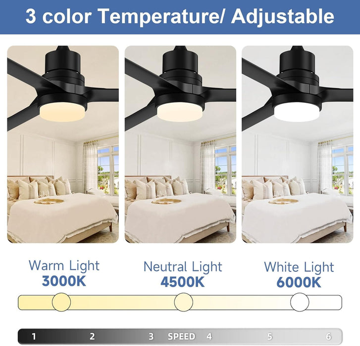 52 in. Modern Remote Ceiling Fan with Light and Remote, Indoor Black Ceiling Fan for Bedroom Living Room Kitchen, Outdoor Patio Fans-5-ErisView