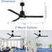 52 in. Modern Remote Ceiling Fan with Light and Remote, Indoor Black Ceiling Fan for Bedroom Living Room Kitchen, Outdoor Patio Fans-7-ErisView